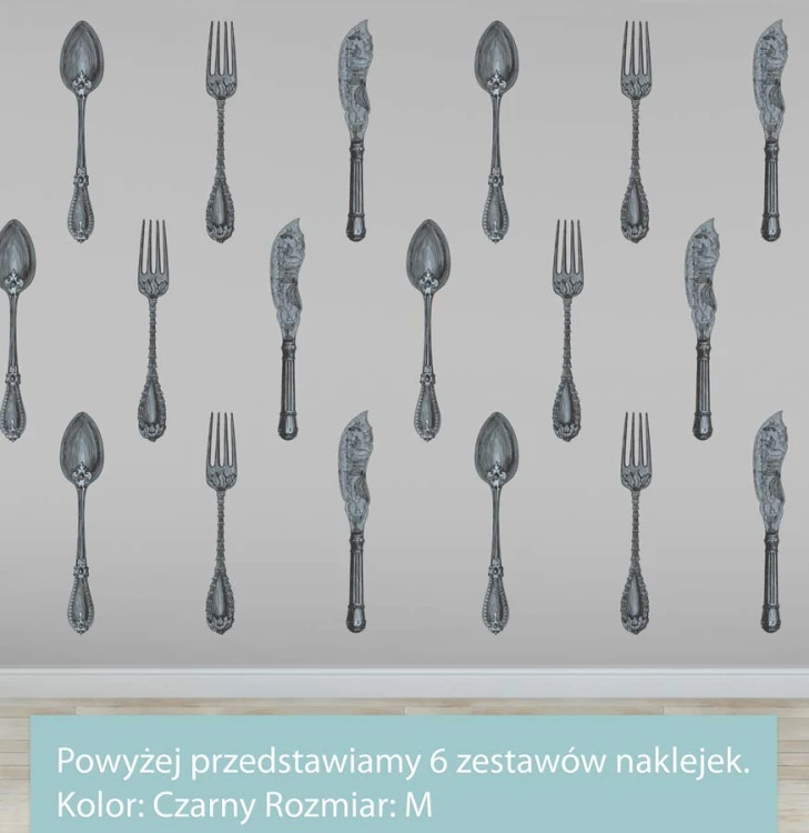 Sztucce-naklejka-na-sciane-do-kuchni-jadalni-czarne-widelec-noz-lyzka-rustykalna