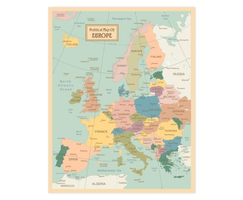 Mapa-europy-zestaw-polityczna-fototapeta-kolory-na-sciane-duza-tapeta-plakat-do-salonu