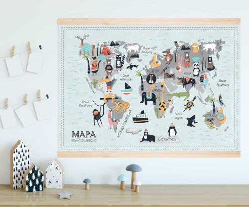 mapa-ze-zwierzatkami-dla-dzieci-obraz-vintage-retro-drewniana-niebieka-listwa-fototapeta-rama-oprawa-dwiesiostry-miezielinscy