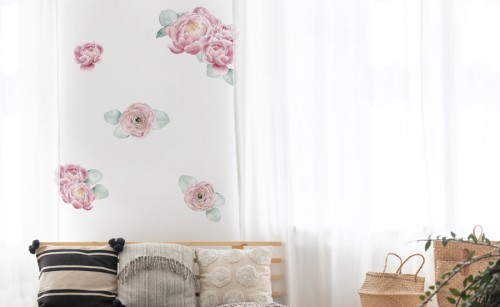 peonie-naklejka-na-sciane-kwiaty-rozowe-pudrowy-roz-rustykalne-w-pokoju