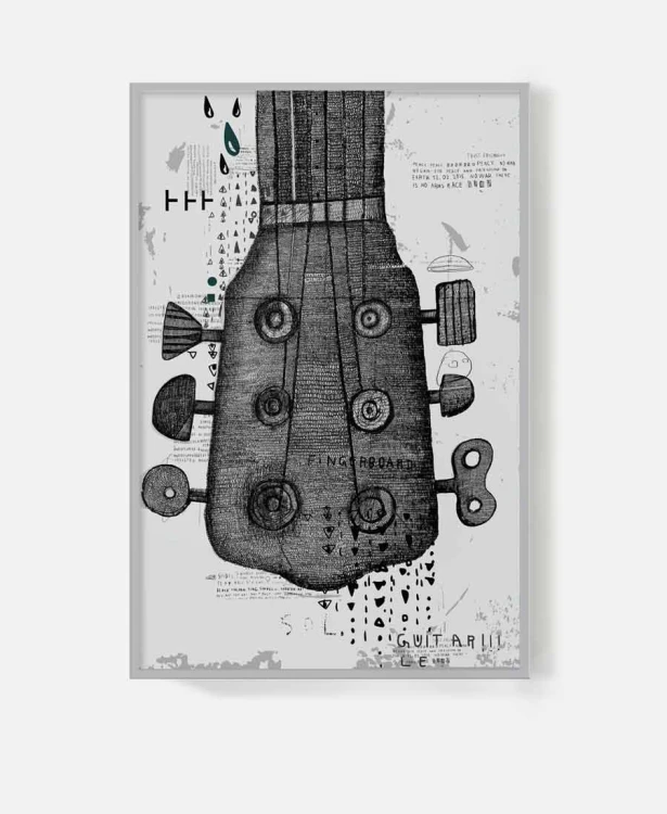 gitara-czarnobiala-grafika-szara-do-nowoczesnego-wnetrza-muzyka-plakat-obaz-rama-szara