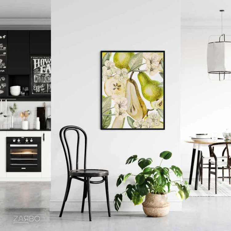 gruszki-plakat-na-sciane-zielone-vintage-retro-botaniczne-owoce
