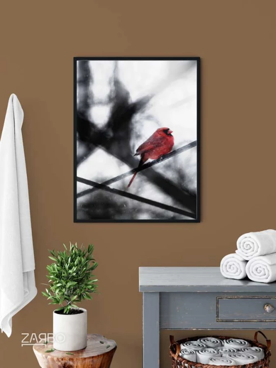 birdie-ptaszek-czerwony-zimowy-na-galezi-plakat-na-sciane