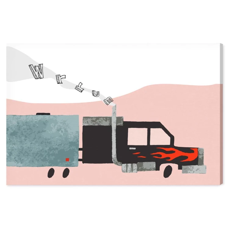 auto-miasto-korek-auto-ilustracja-da-dzieci-ciezarowka-obraz-na-sciane