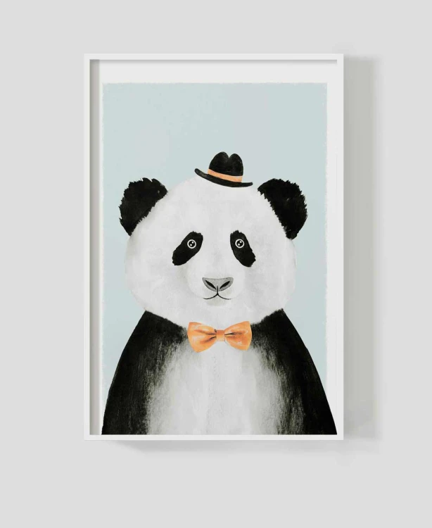 obraz na ścianę panda w ramce białej